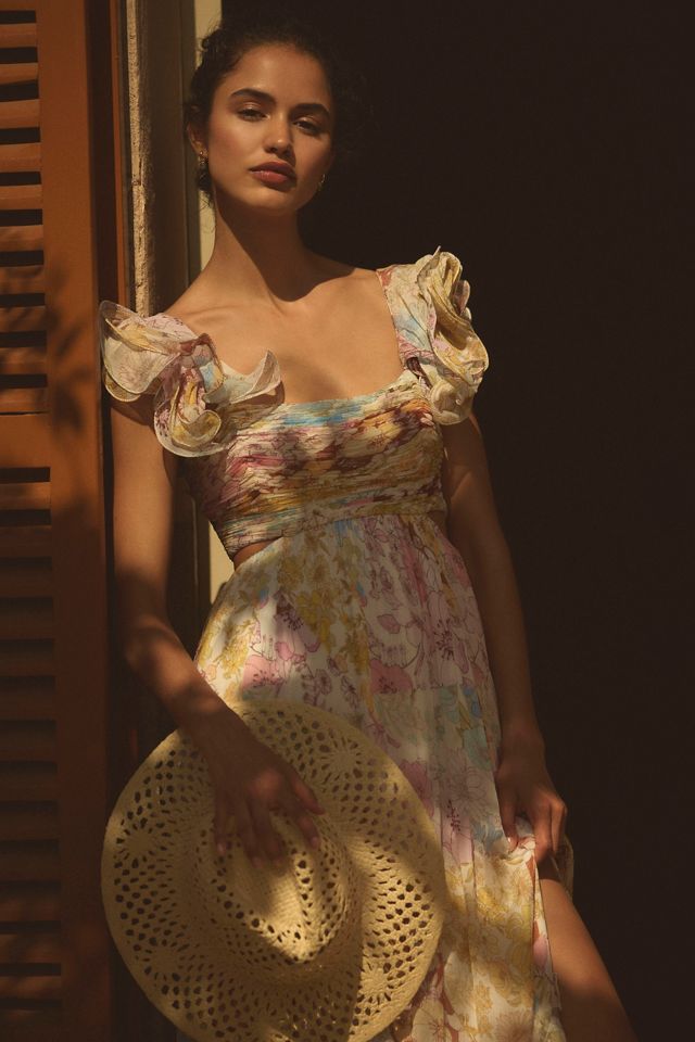 BHLDN Alivia Chiffon Cutout Printed Midi Dress #2
