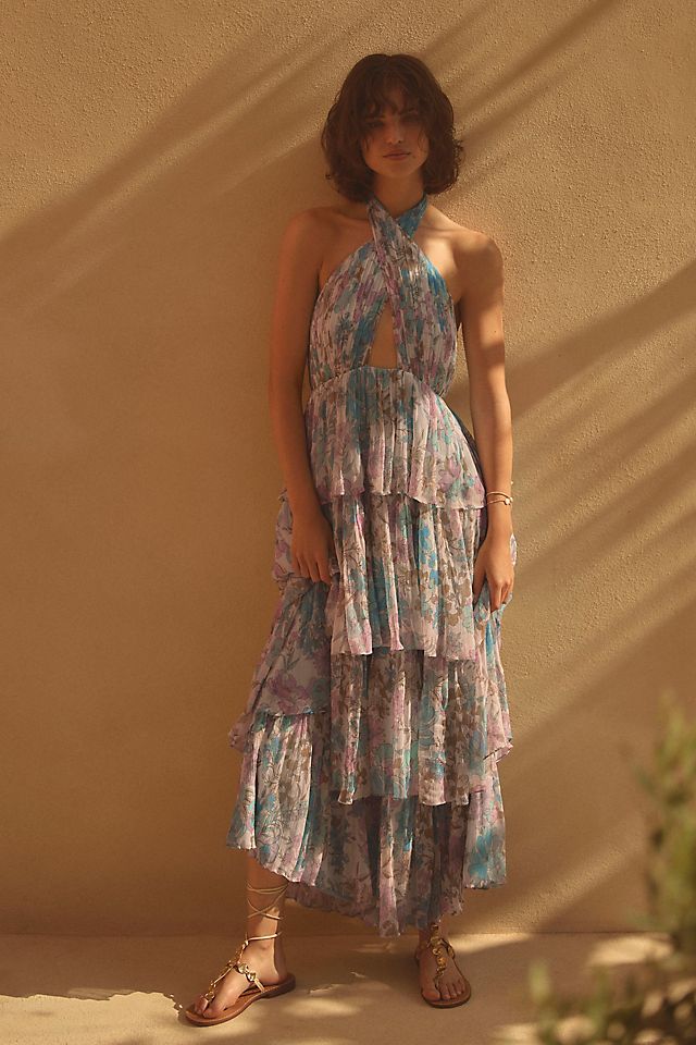 knee length dresses for ladies Wing Sleeve Washed Denim Maxi Dress Medium