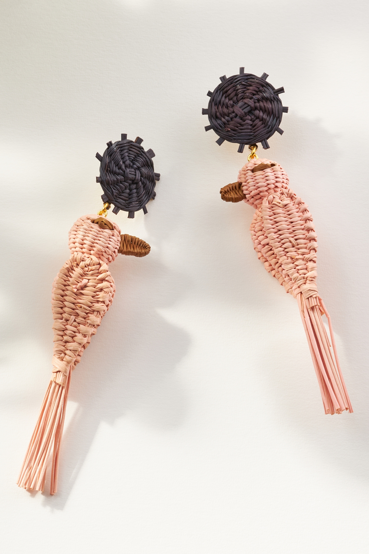 Neely Phelan Rattan Cockatoo Drop Earrings