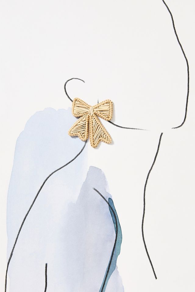 Neely Phelan Rattan Bow Heart Earrings #2