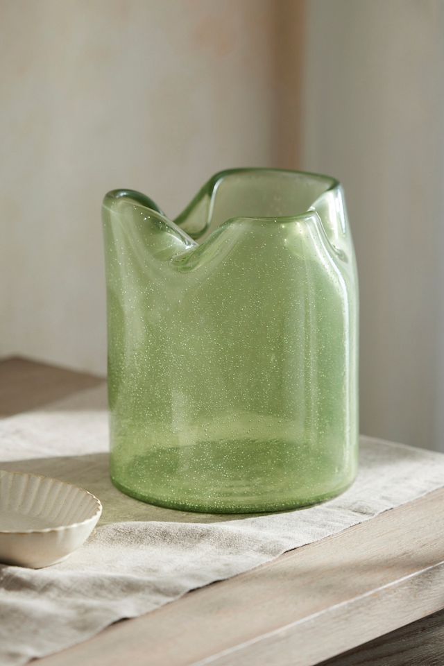 Pinched Rim Bubble Glass Vase #3