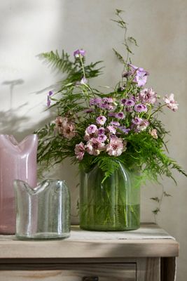 Pinched Rim Bubble Glass Vase