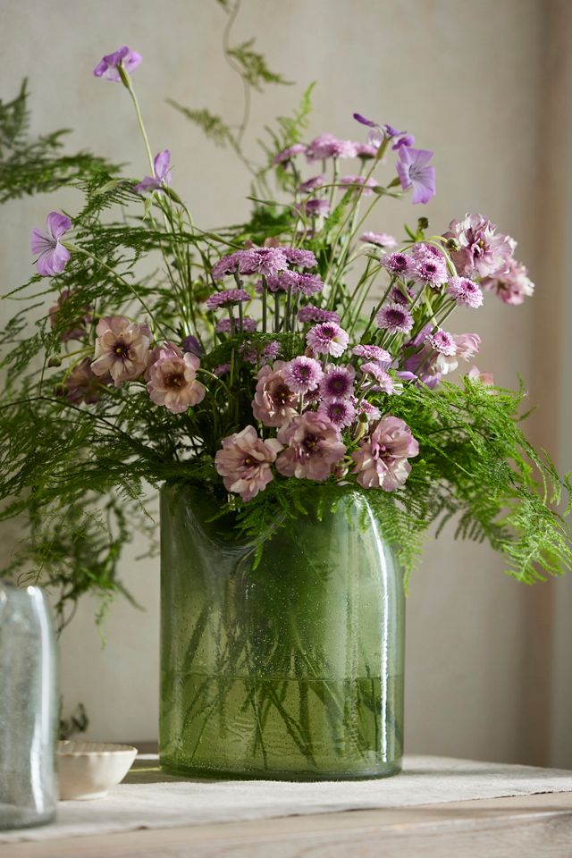 Pinched Rim Bubble Glass Vase #1
