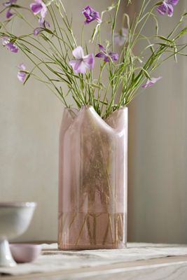 Pinched Rim Bubble Glass Vase