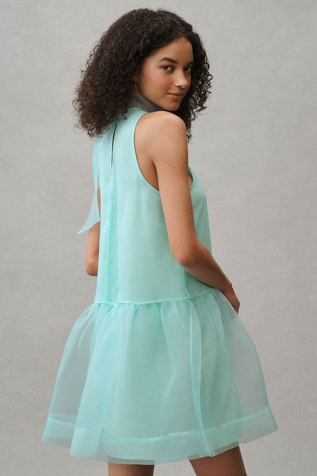 BHLDN Sophia High-Neck Bow-Tie Organza Mini Dress #1
