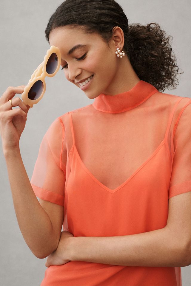 BHLDN Charlotte Short-Sleeve Organza Midi Dress #1