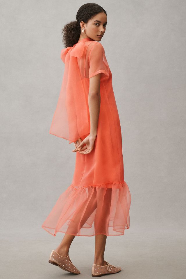 BHLDN Charlotte Short-Sleeve Organza Midi Dress | Anthropologie