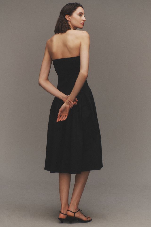 BHLDN Zetta Drop-Waist Satin Midi Dress #4