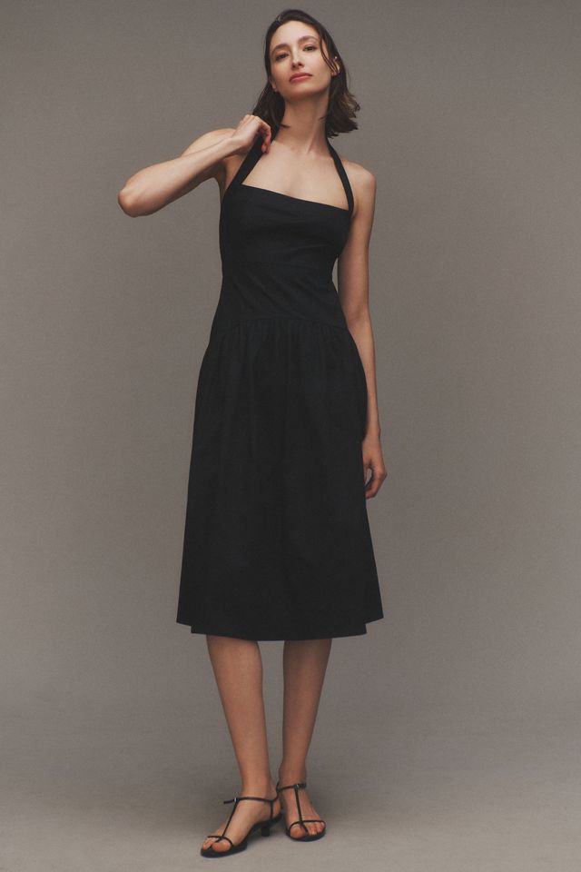 BHLDN Zetta Drop-Waist Satin Midi Dress #3
