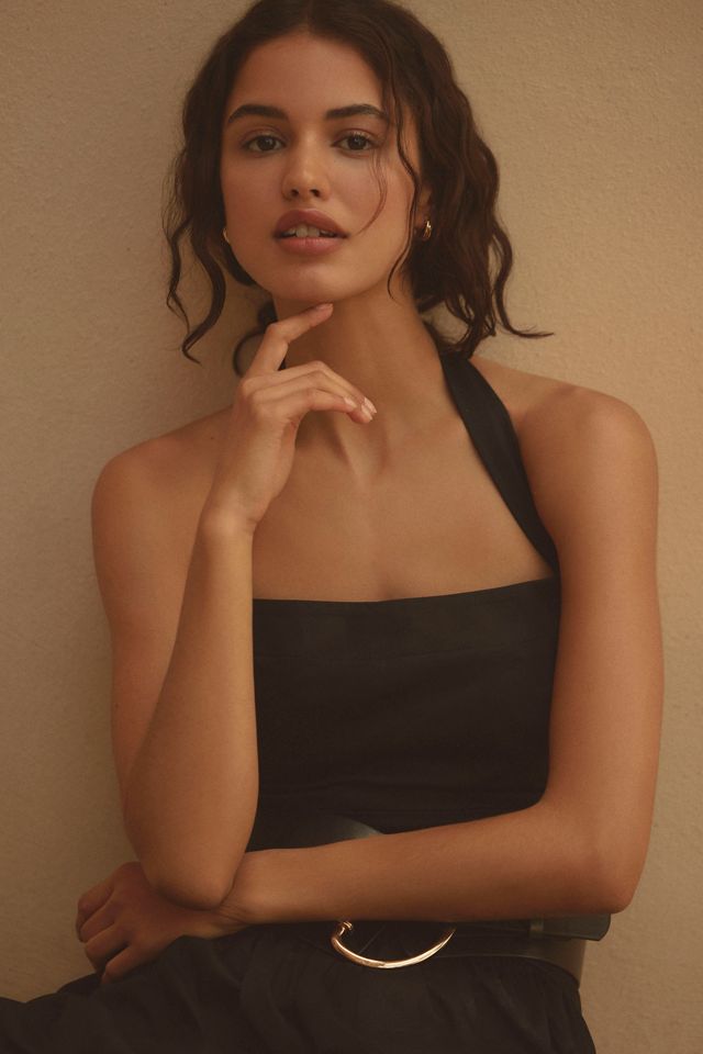 BHLDN Zetta Drop-Waist Satin Midi Dress #6