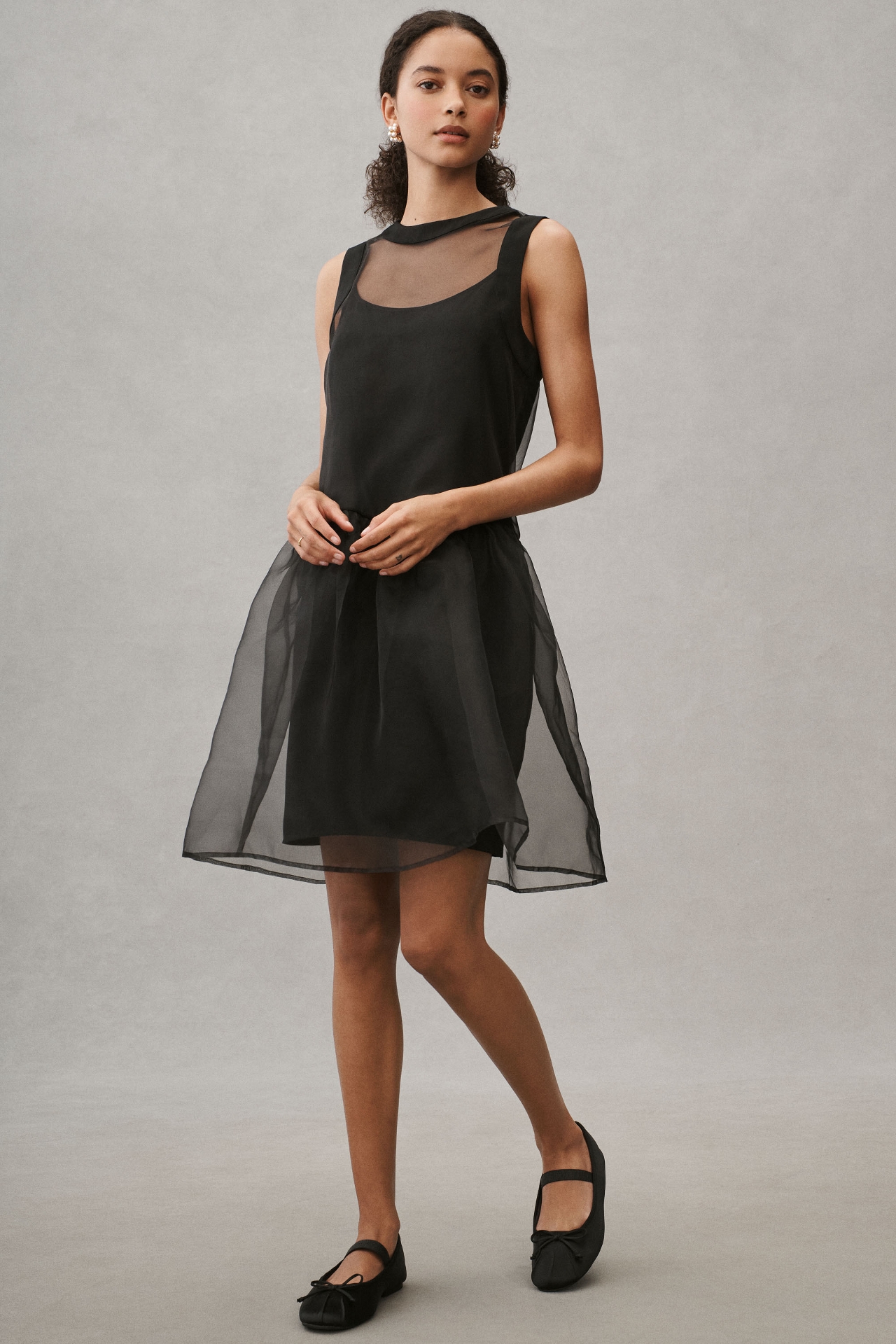 BHLDN Kendall Sleeveless High-Neck Organza Mini Dress