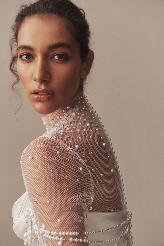 Watters Long-Sleeve Beaded Bodysuit #1