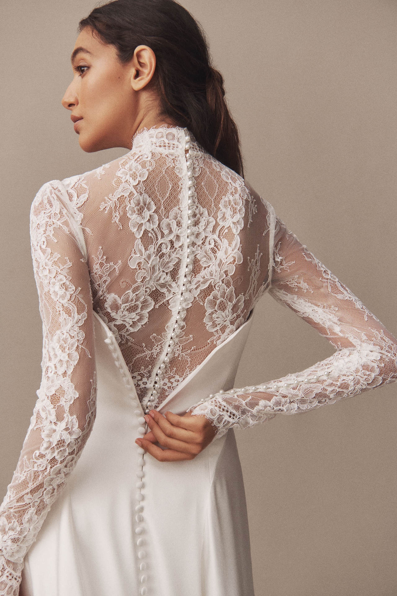 Watters Long-Sleeve Lace Bodysuit