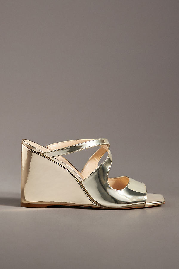 Maeve Strappy Wedge Heels In Gold