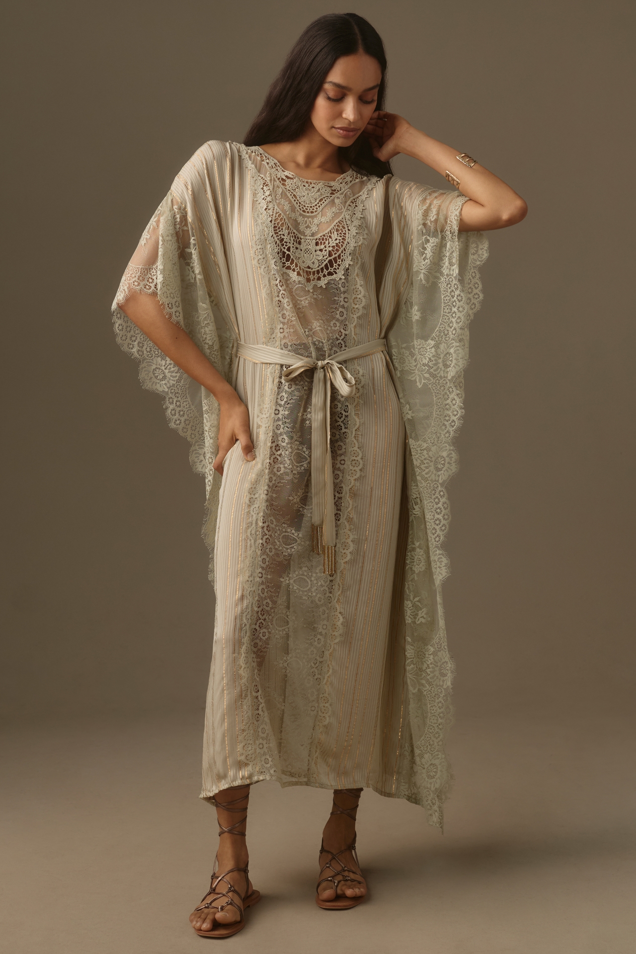 By Anthropologie Lace Shine Kaftan