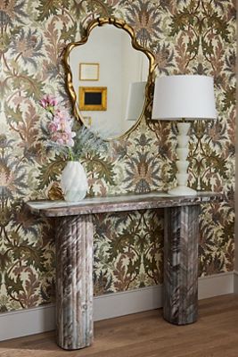 Kanta Rectangular 48"  Fluted Marble Console