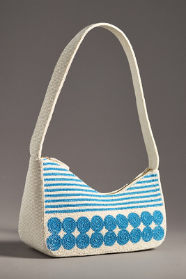 By Anthropologie Asymmetric Beaded Shoulder Bag In White