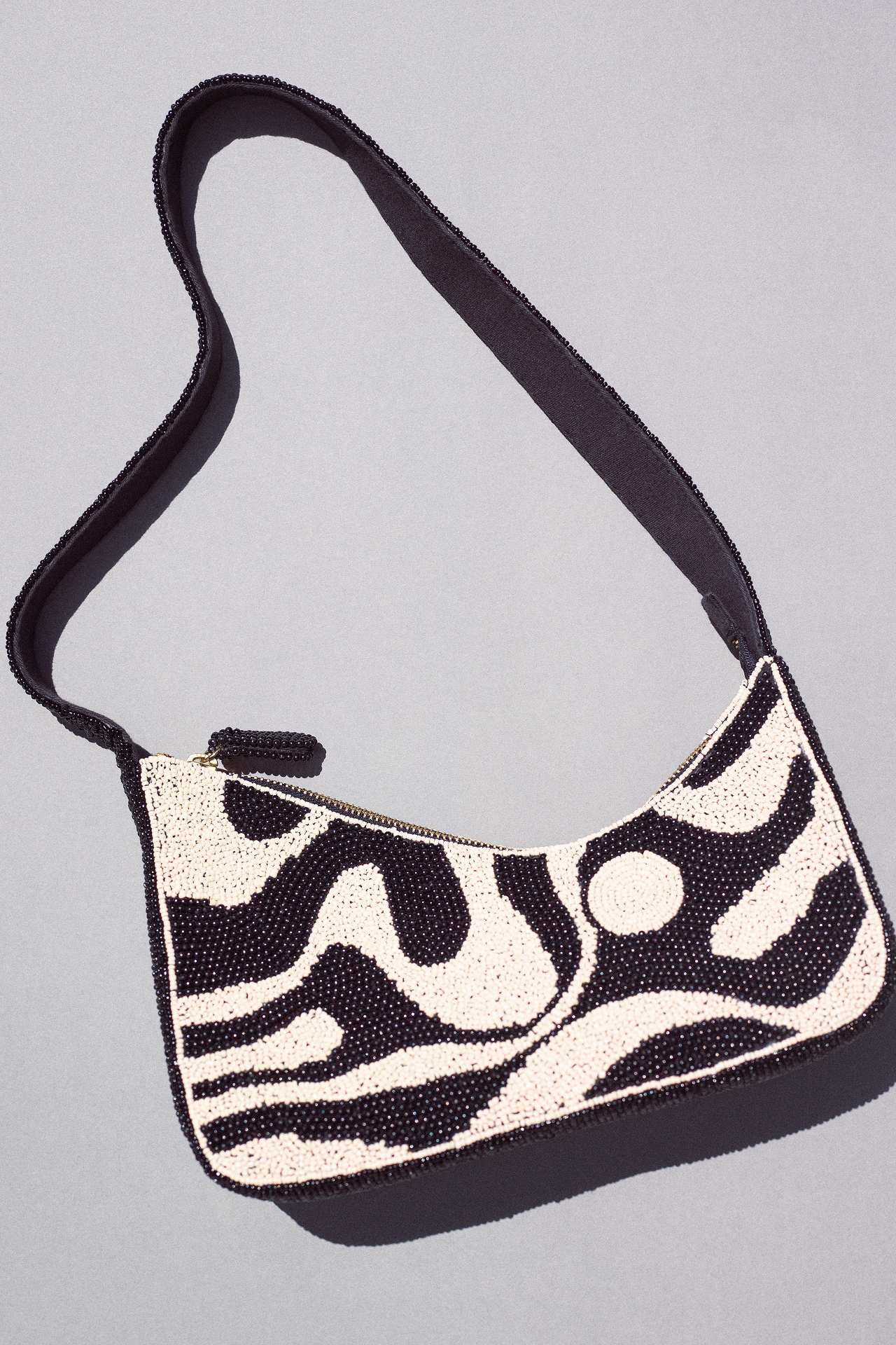 Asymmetric Beaded Shoulder Bag