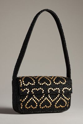 Shop By Anthropologie The Fiona Shoulder Bag: Studded Heart Edition In Black