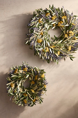 Dried Lavender, Yarrow + Olive Wreath