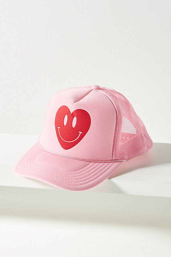 Shop Ascot + Hart Happy Heart Trucker Hat In Pink