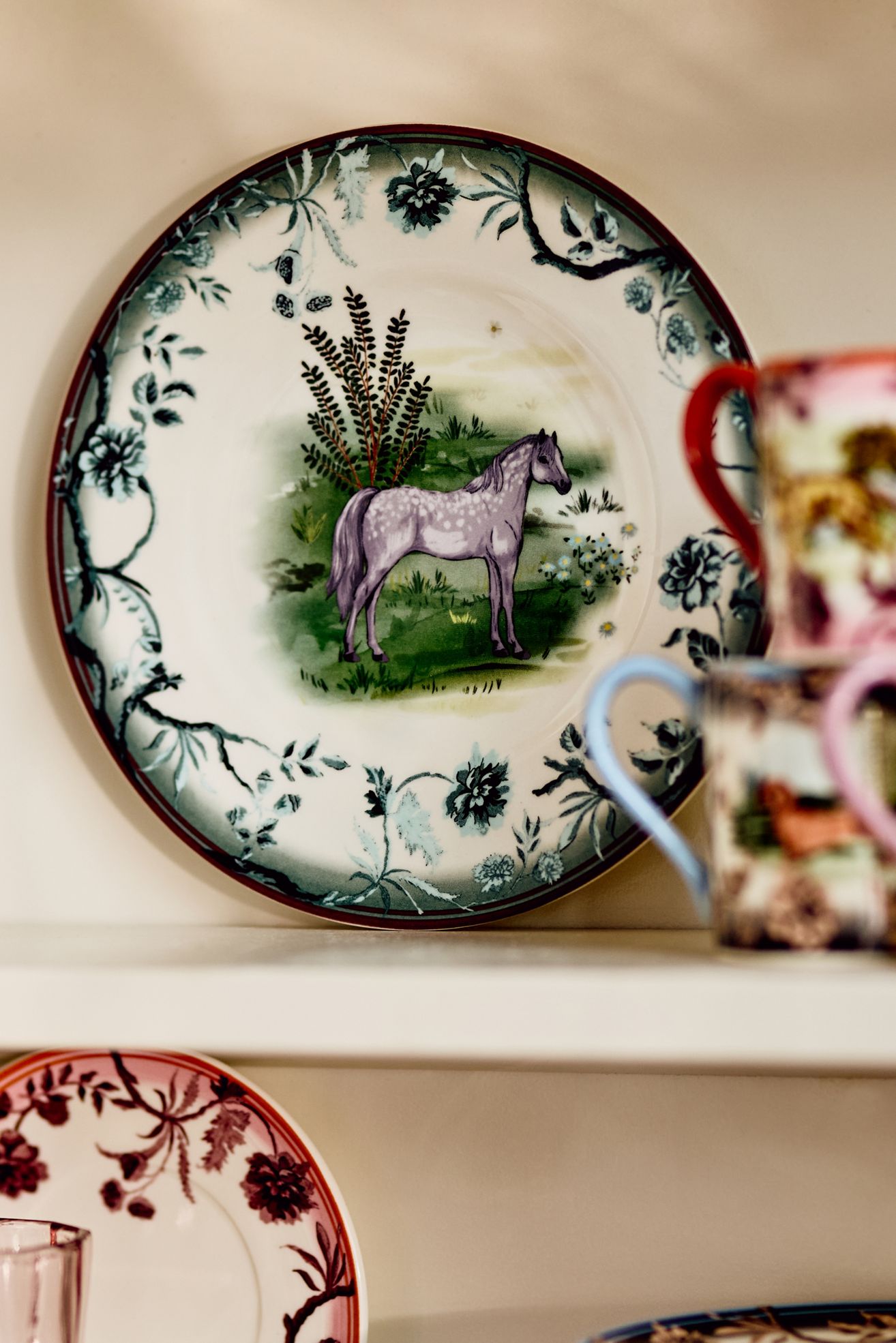 Portobello Stoneware Dessert Plate - Grey Horse, Standard, One Size