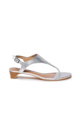 Bernardo Metallic Low-heel Thong Slingback Sandals In Silver Antique Ca