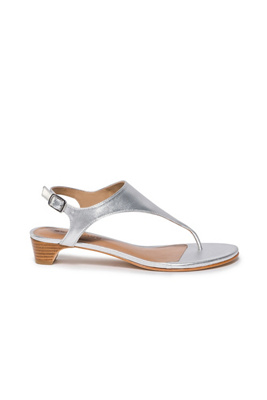 Bernardo Metallic Low-heel Thong Slingback Sandals In Silver Antique Ca