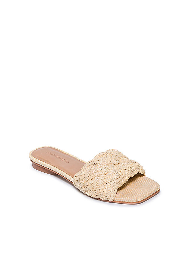 Shop Bernardo Pixie Block Heel Slide Sandals In Beige