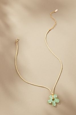 Shop By Anthropologie Retro Flower Pendant Necklace In Green