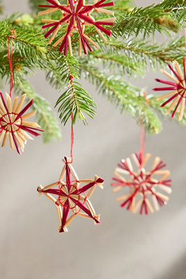 Terrain Star + Snowflake Straw Ornaments, Set Of 6