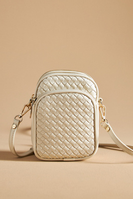 Mali + Lili Josie Double Woven Crossbody Bag In Beige