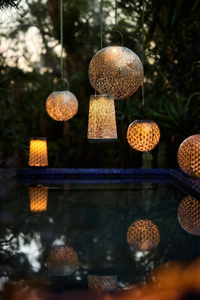 Perforated Botanicals Metal Solar Lantern | Terrain