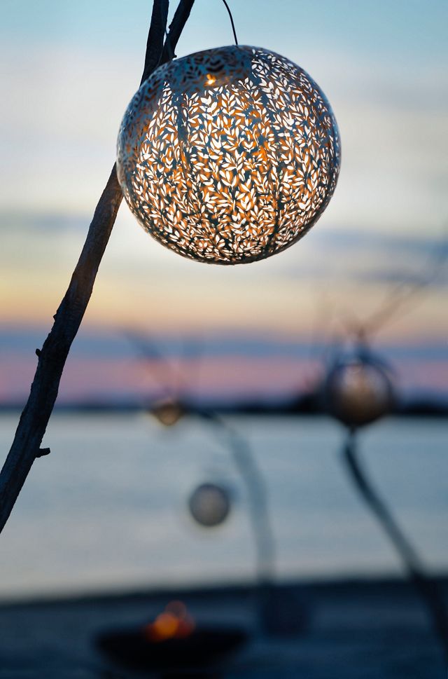 Perforated Botanicals Metal Solar Lantern #7