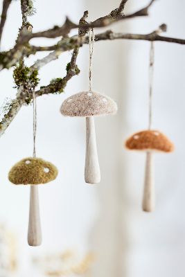 Terrain Long Stem Mushroom Felt Ornament