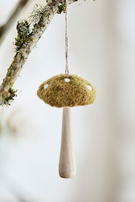 Terrain Long Stem Mushroom Felt Ornament