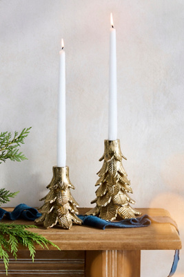 Gold Evergreen Taper Holder