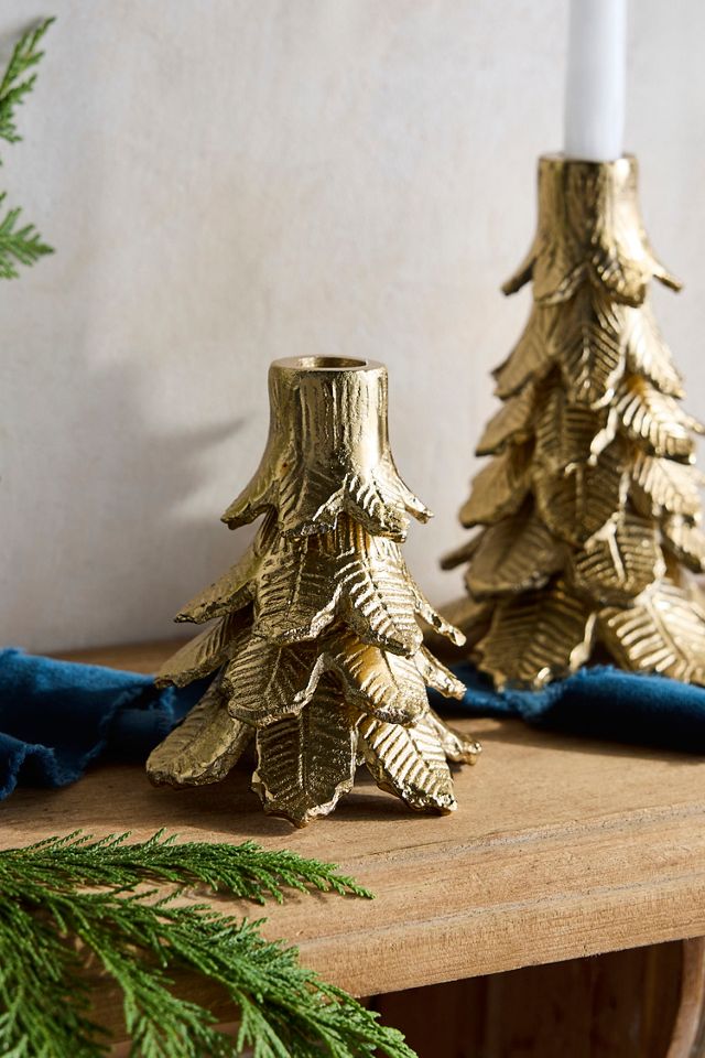 Gold Evergreen Taper Holder #1