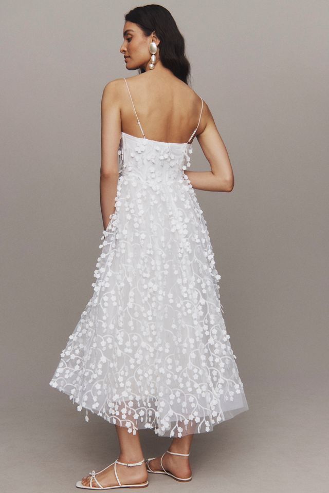 BHLDN Strapless 3D Floral Vine Fit & Flare Midi Dress #1