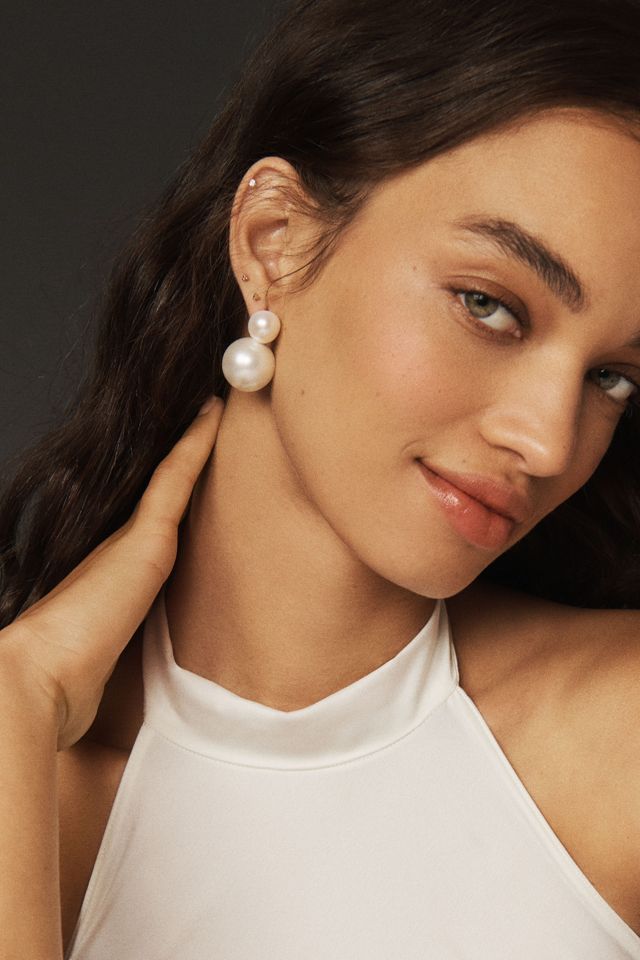 Double Pearl Drop Earrings #1