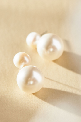 By Anthropologie Double Pearl Drop Earrings In White