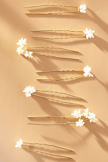 Natural Pearl Hair Pins, Set of 7