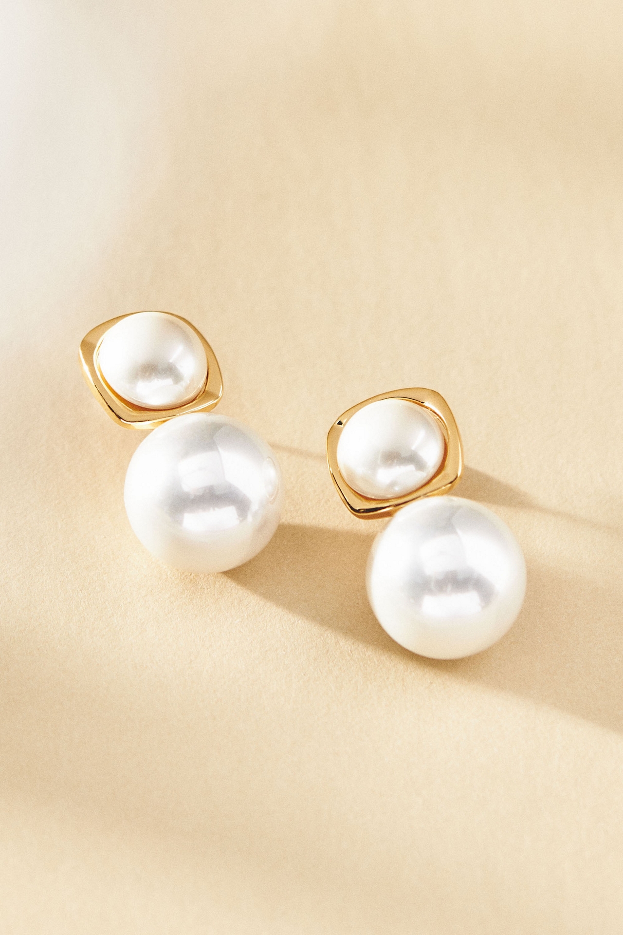 Pearl Bezel Drop Earrings