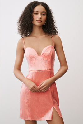 HUTCH SLEEVELESS SEQUIN NOTCHED-NECK MINI DRESS 