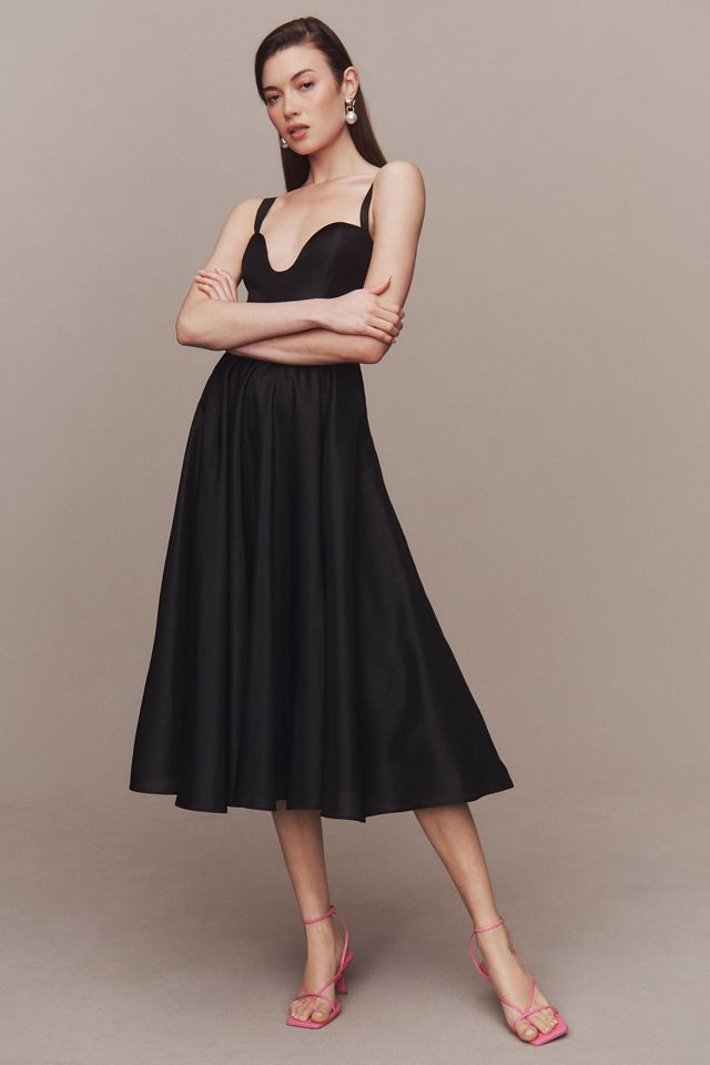 Hutch Sweetheart U-Neck Taffeta Midi Dress | Anthropologie