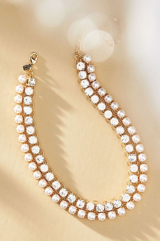 Kenneth Jay Lane Crystal & Pearl Necklace | Anthropologie