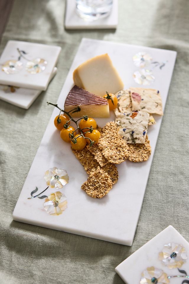 Floral Inlay Marble Serving Board #2
