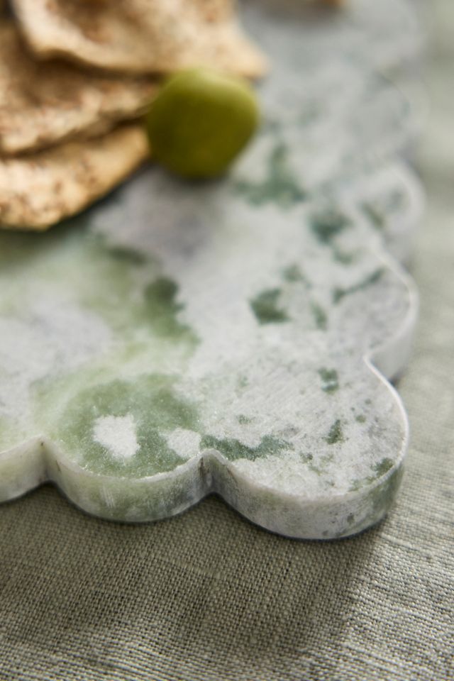 Scalloped Green Marble Serving Board #1