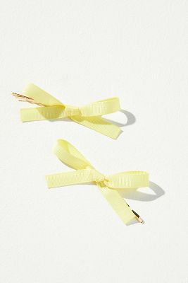 Room Shop Grosgrain Bow Bobby Pins, Set Of 2 In Yellow