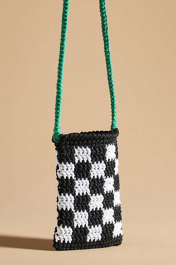 Maison Irem Crochet Phone Baggy Bag In Black